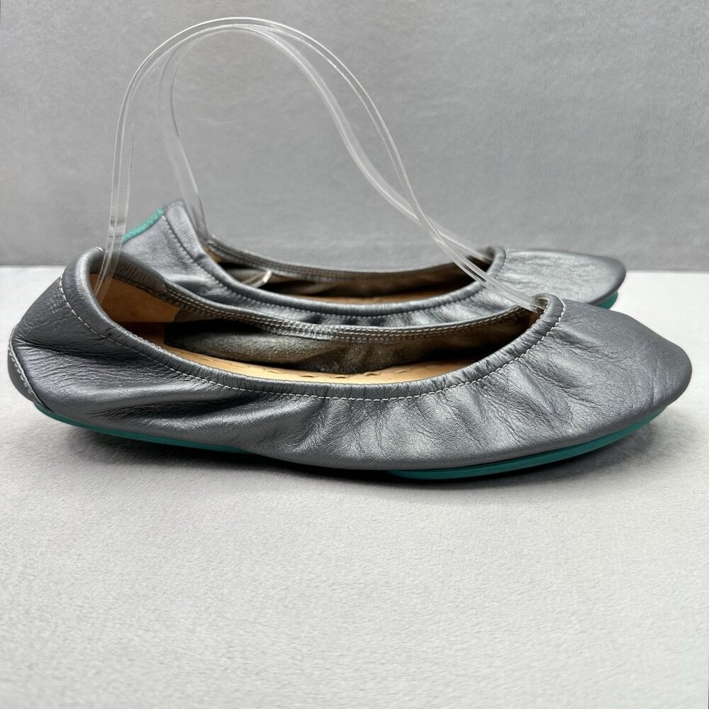 Tieks by Gavrieli Metallic Pewter Womens Size 8 Full Grain Leather Ballet Flats